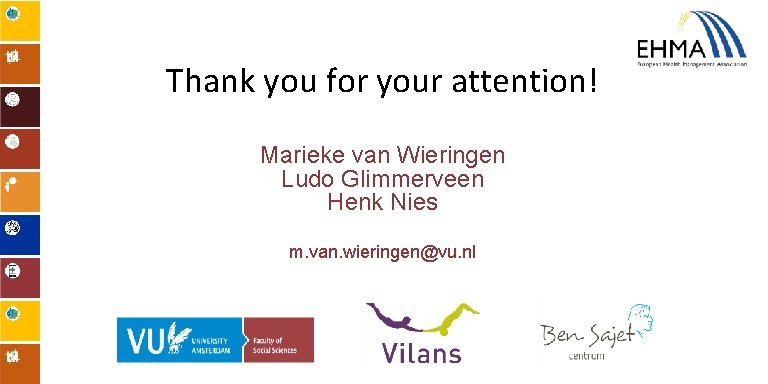 Thank you for your attention! Marieke van Wieringen Ludo Glimmerveen Henk Nies m. van.