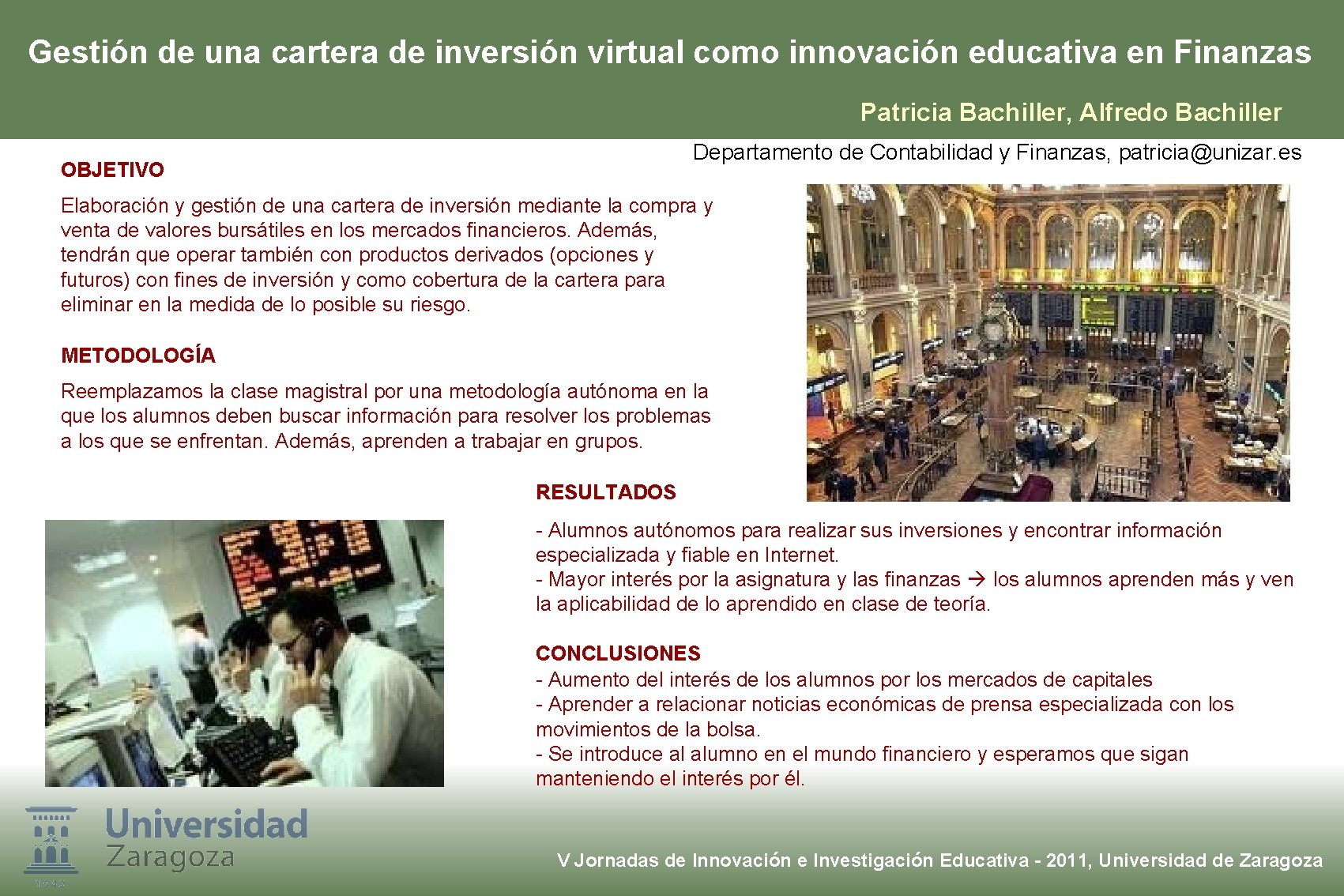 Gestión de una cartera de inversión virtual como innovación educativa en Finanzas Patricia Bachiller,