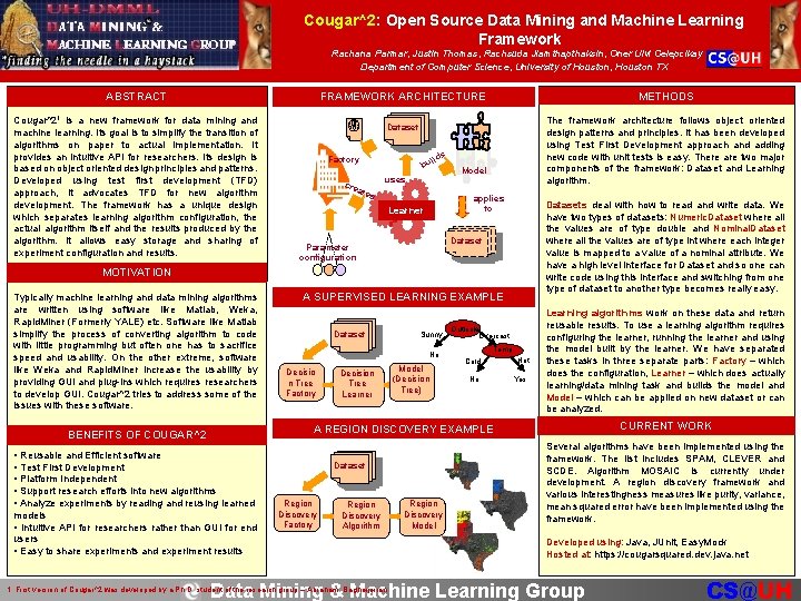 Cougar^2: Open Source Data Mining and Machine Learning Framework Rachana Parmar, Justin Thomas, Rachsuda