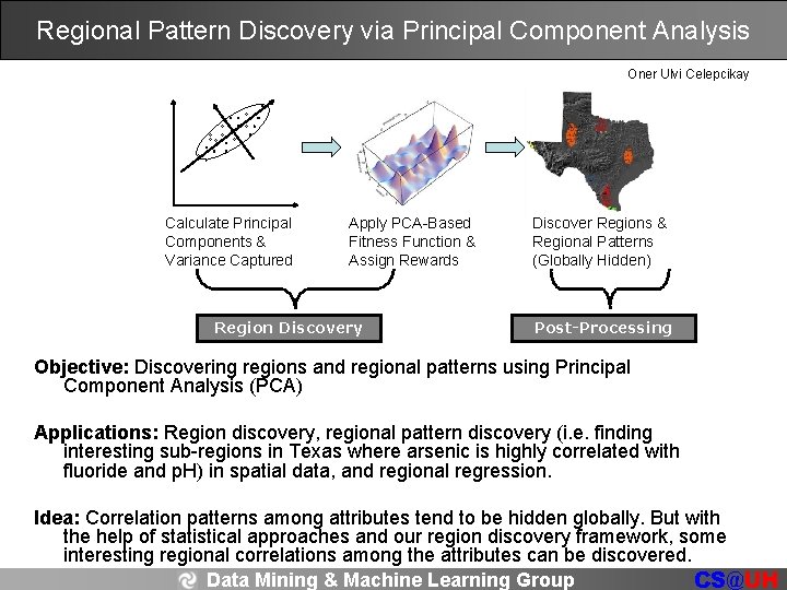 Regional Pattern Discovery via Principal Component Analysis Oner Ulvi Celepcikay Calculate Principal Components &