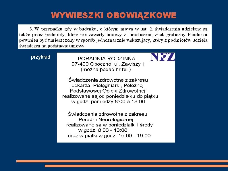 WYWIESZKI OBOWIĄZKOWE przykład 