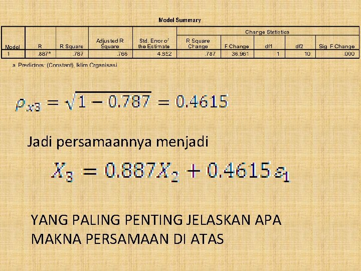 Jadi persamaannya menjadi YANG PALING PENTING JELASKAN APA MAKNA PERSAMAAN DI ATAS 