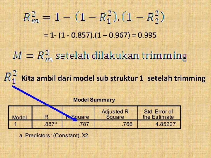 Kita ambil dari model sub struktur 1 setelah trimming 