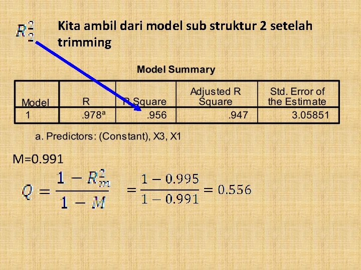 Kita ambil dari model sub struktur 2 setelah trimming 