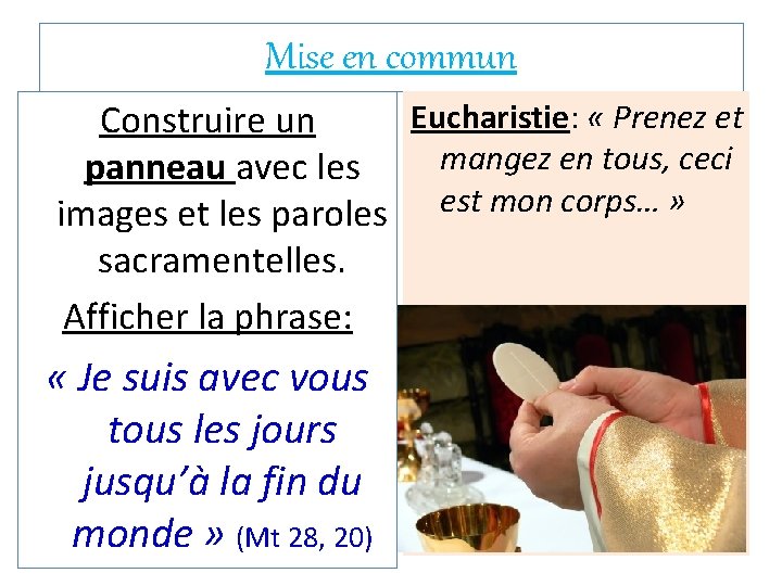 Mise en commun Eucharistie: « Prenez et Construire un mangez en tous, ceci panneau