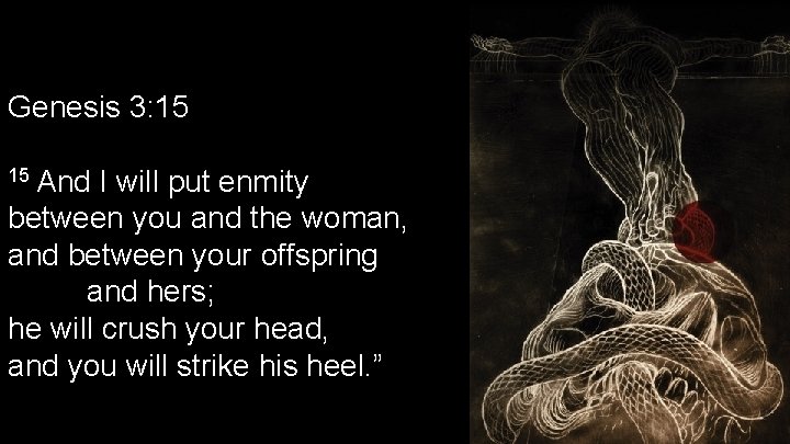 Genesis 3: 15 15 And I will put enmity between you and the woman,