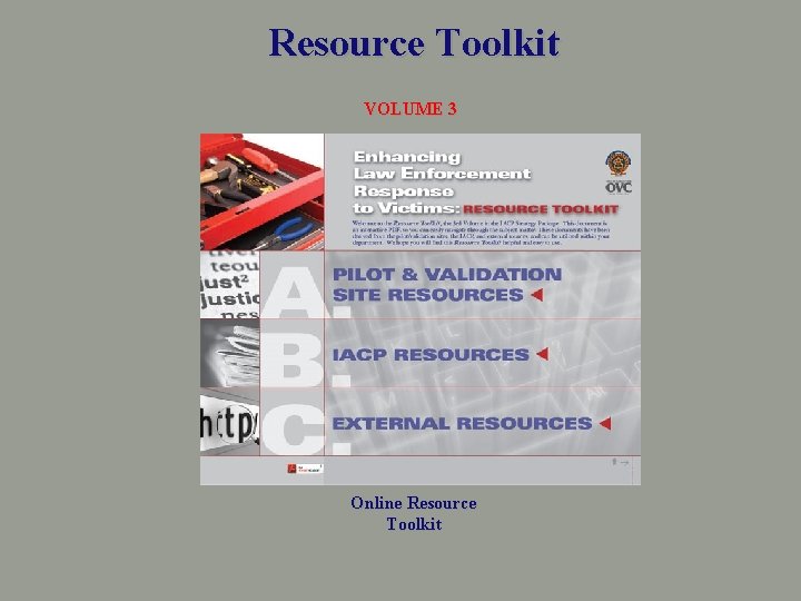 Resource Toolkit VOLUME 3 Online Resource Toolkit 