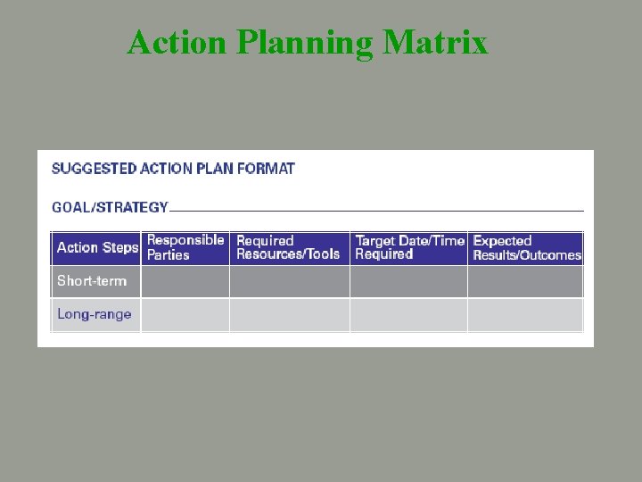 Action Planning Matrix 