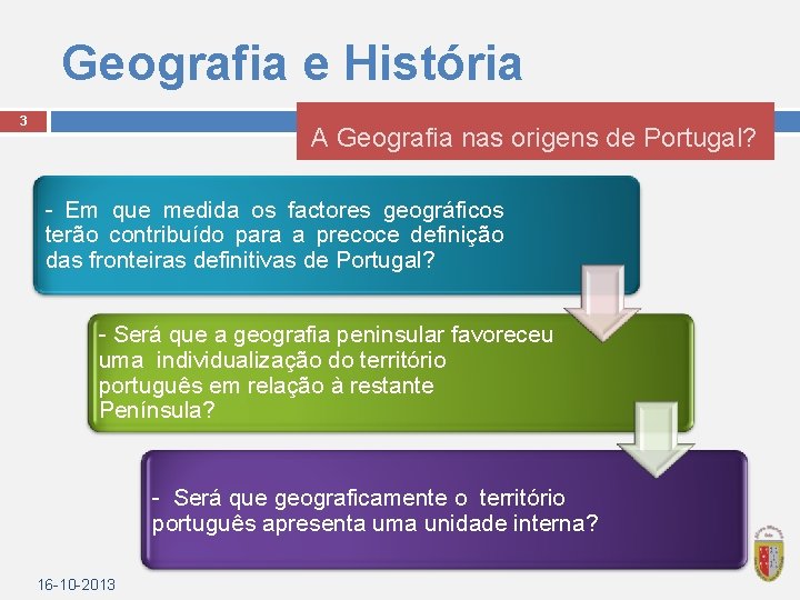 Geografia e História 3 A Geografia nas origens de Portugal? - Em que medida