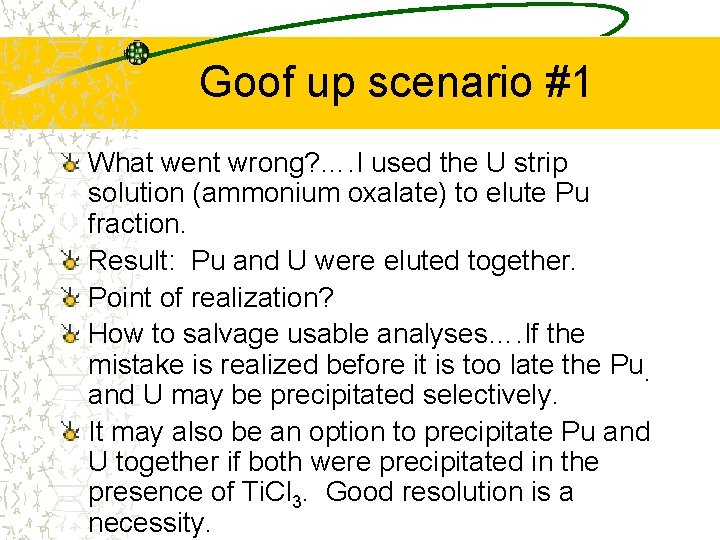 Goof up scenario #1 What went wrong? …. I used the U strip solution