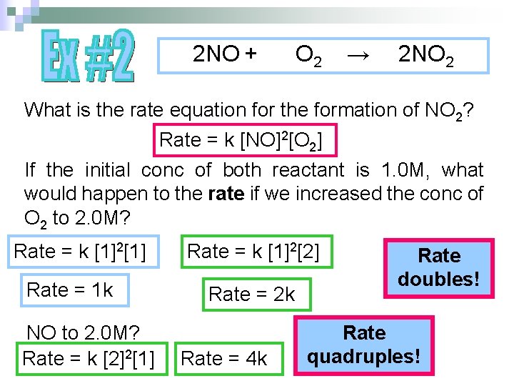 2 NO + O 2 → 2 NO 2 What is the rate equation