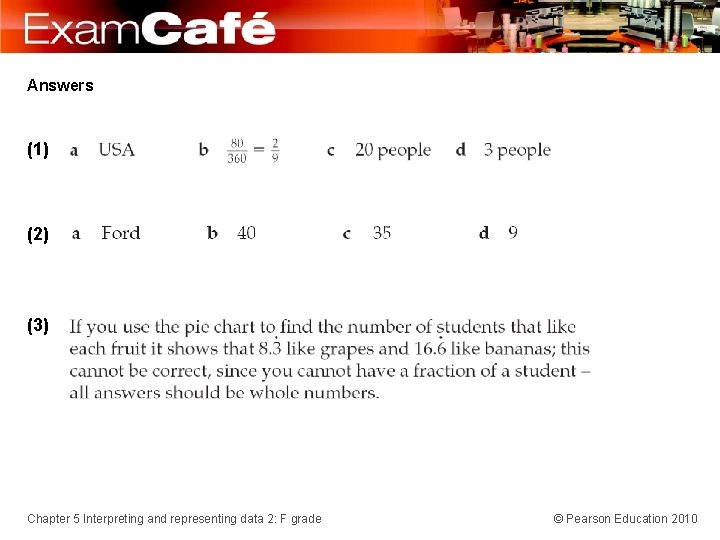 Answers (1) (2) (3) Chapter 5 Interpreting and representing data 2: F grade ©