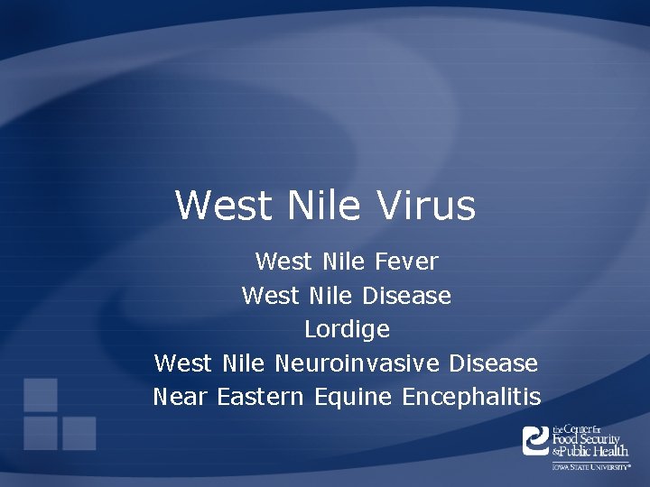 West Nile Virus West Nile Fever West Nile Disease Lordige West Nile Neuroinvasive Disease