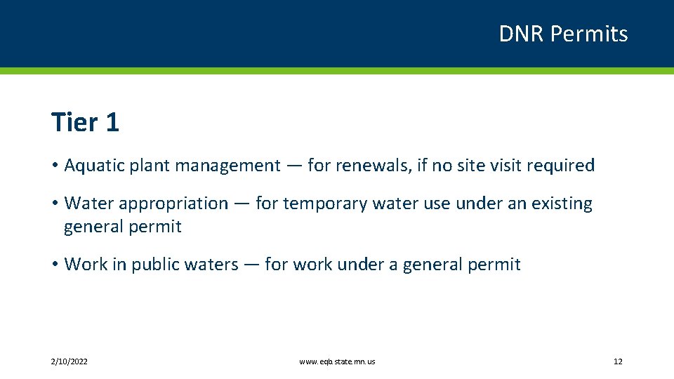 DNR Permits Tier 1 • Aquatic plant management — for renewals, if no site