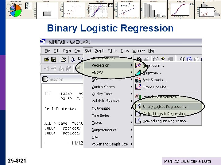Binary Logistic Regression 25 -8/21 Part 25: Qualitative Data 