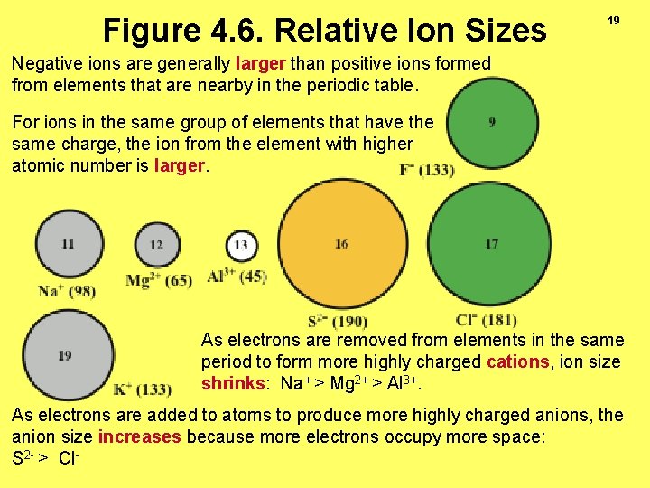 Figure 4. 6. Relative Ion Sizes 19 Negative ions are generally larger than positive