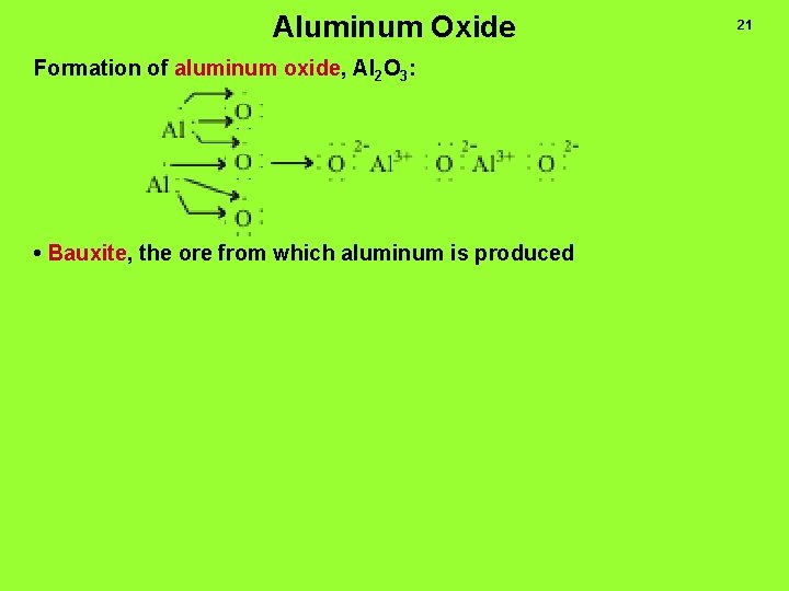 Aluminum Oxide Formation of aluminum oxide, Al 2 O 3: • Bauxite, the ore