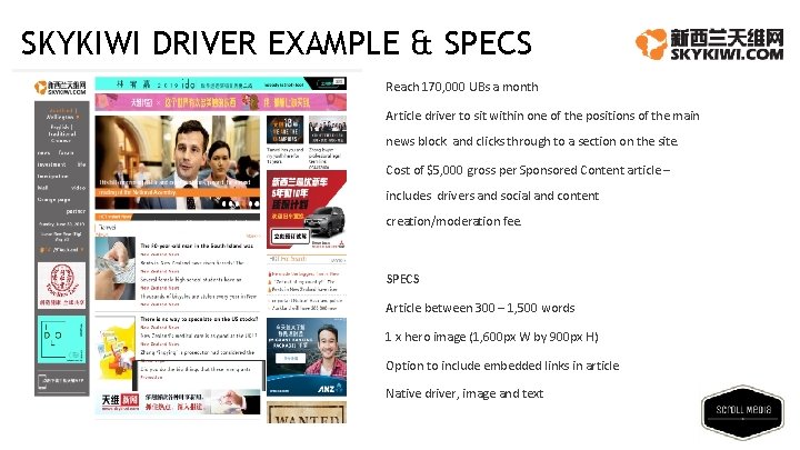 SKYKIWI DRIVER EXAMPLE & SPECS - Reach 170, 000 UBs a month - Article