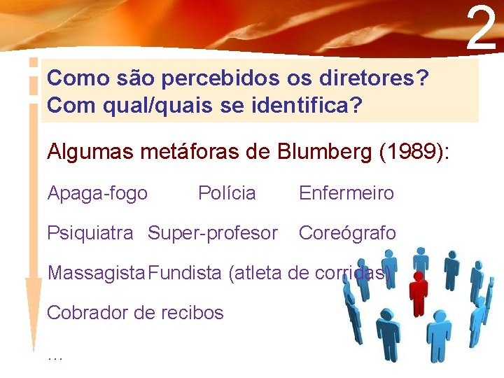 2 Como são percebidos os diretores? Com qual/quais se identifica? Algumas metáforas de Blumberg