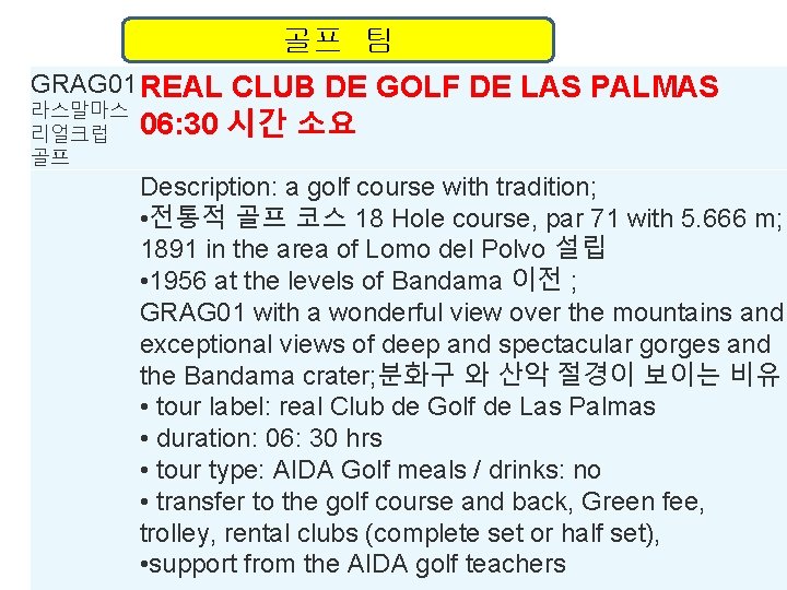 골프 팀 GRAG 01 REAL CLUB DE GOLF DE LAS PALMAS 라스말마스 리얼크럽 골프