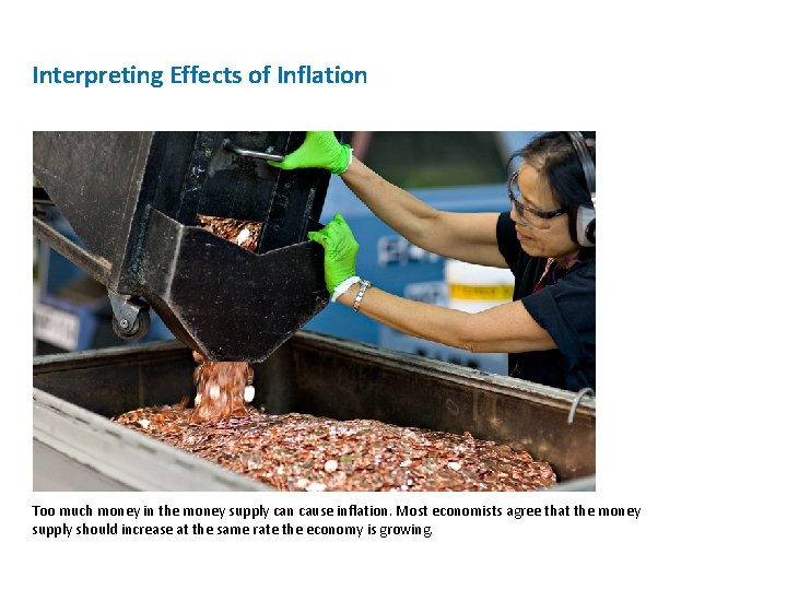 Interpreting Effects of Inflation Too much money in the money supply can cause inflation.