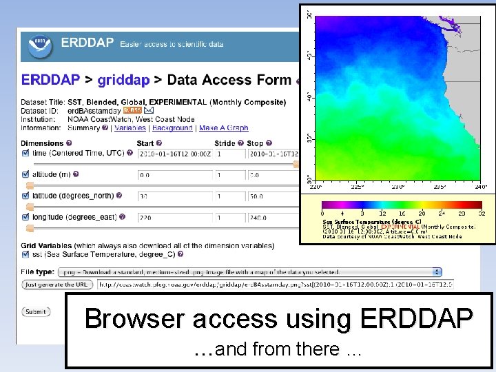 Browser access using ERDDAP …and from there … 11 