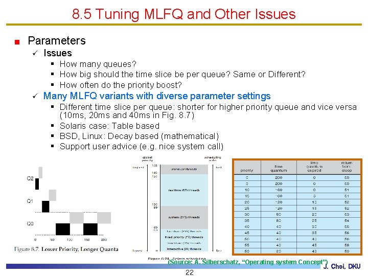 8. 5 Tuning MLFQ and Other Issues Parameters ü Issues § How many queues?