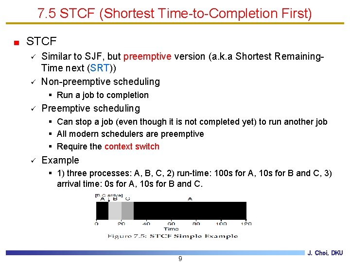 7. 5 STCF (Shortest Time-to-Completion First) STCF ü ü Similar to SJF, but preemptive