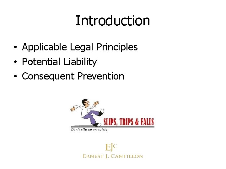 Introduction • Applicable Legal Principles • Potential Liability • Consequent Prevention 
