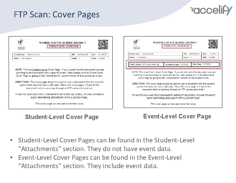 FTP Scan: Cover Pages Student-Level Cover Page Event-Level Cover Page • Student-Level Cover Pages