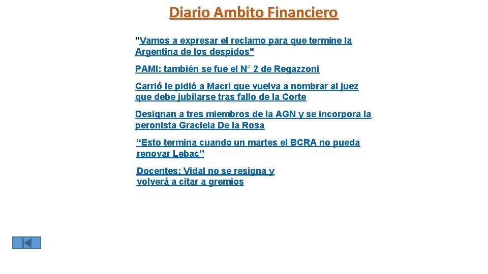 Diario Ambito Financiero "Vamos a expresar el reclamo para que termine la Argentina de