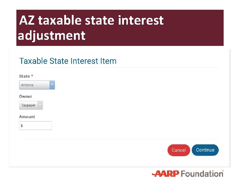 AZ taxable state interest adjustment 
