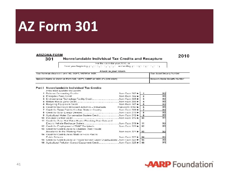 ● AZ Form 301 is only a Recapture of all the Nonrefundable AZ Form