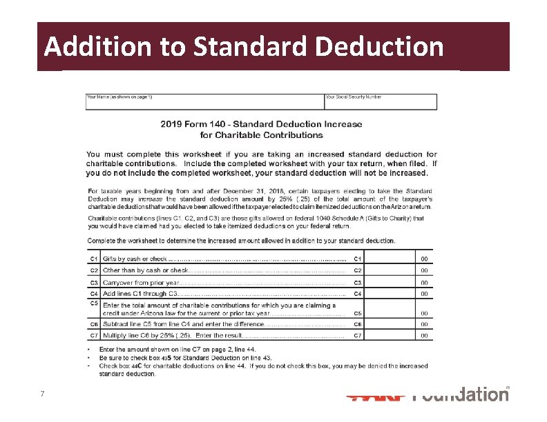 Addition to Standard Deduction 7 