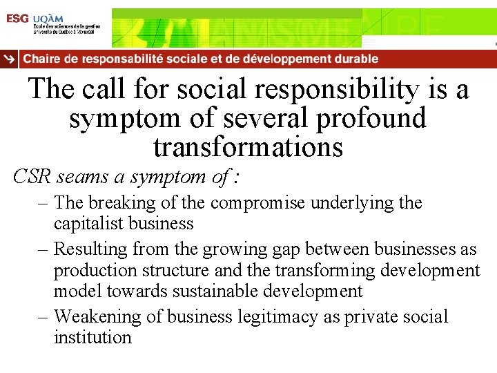 Csr Call Sustainable development a need for social and organizational