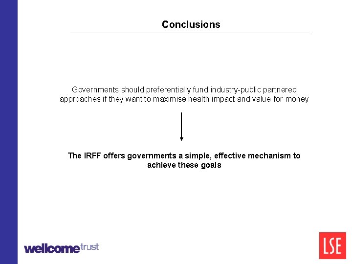 Conclusions Governments should preferentially fund industry-public partnered approaches if they want to maximise health