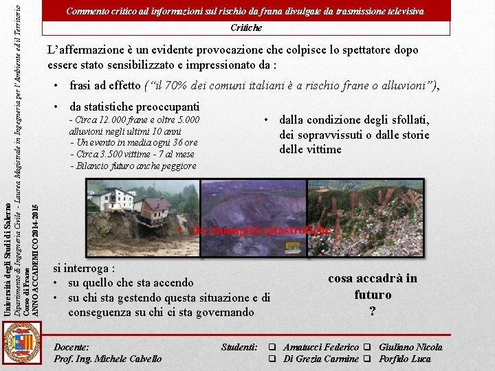 Dipartimento di Ingegneria Civile - Laurea Magistrale in Ingegneria per l’Ambiente ed il Territorio