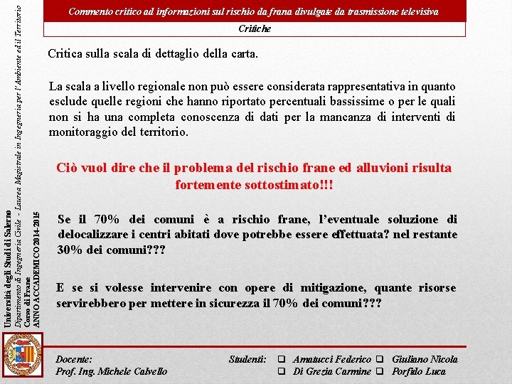 Dipartimento di Ingegneria Civile - Laurea Magistrale in Ingegneria per l’Ambiente ed il Territorio