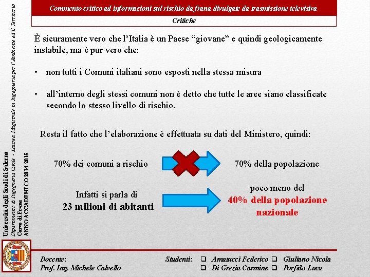 Dipartimento di Ingegneria Civile - Laurea Magistrale in Ingegneria per l’Ambiente ed il Territorio