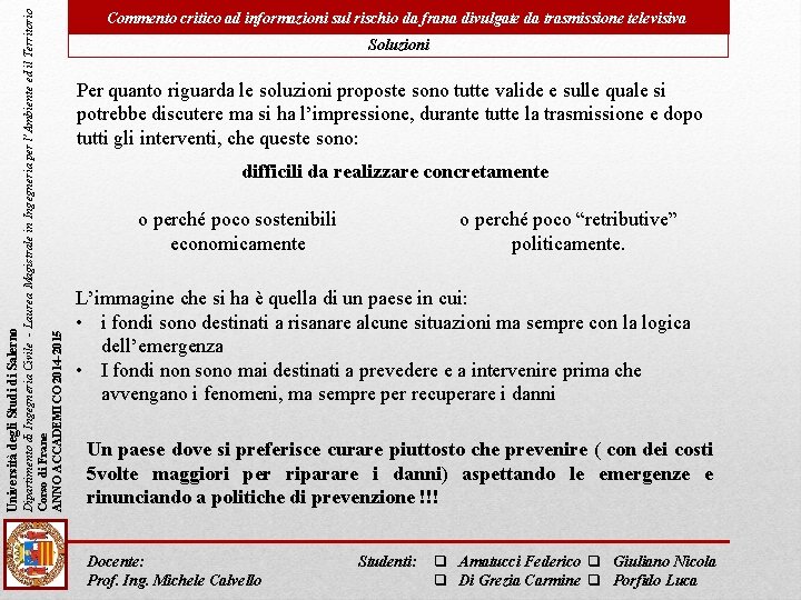 Dipartimento di Ingegneria Civile - Laurea Magistrale in Ingegneria per l’Ambiente ed il Territorio