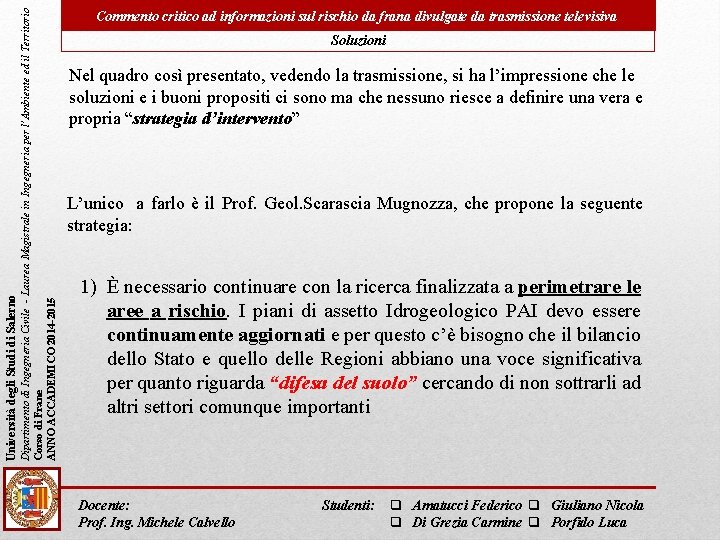 Dipartimento di Ingegneria Civile - Laurea Magistrale in Ingegneria per l’Ambiente ed il Territorio