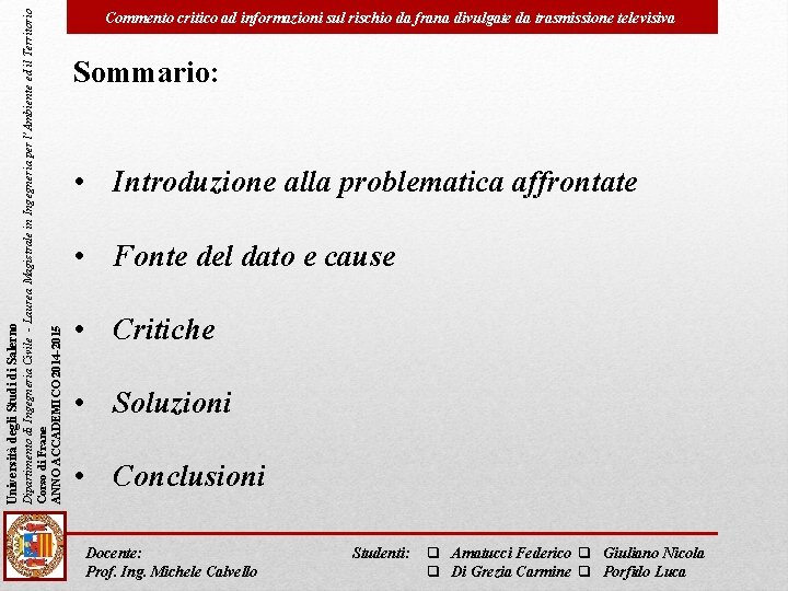 Dipartimento di Ingegneria Civile - Laurea Magistrale in Ingegneria per l’Ambiente ed il Territorio