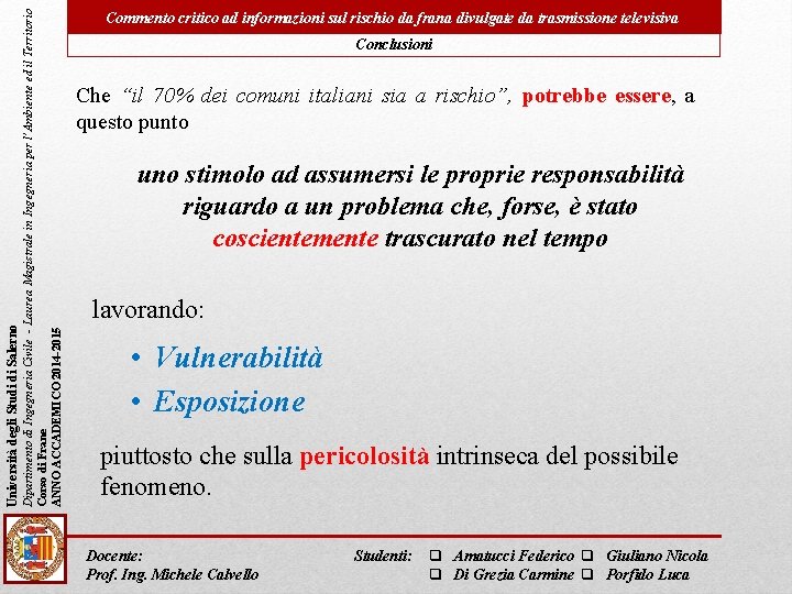 Dipartimento di Ingegneria Civile - Laurea Magistrale in Ingegneria per l’Ambiente ed il Territorio