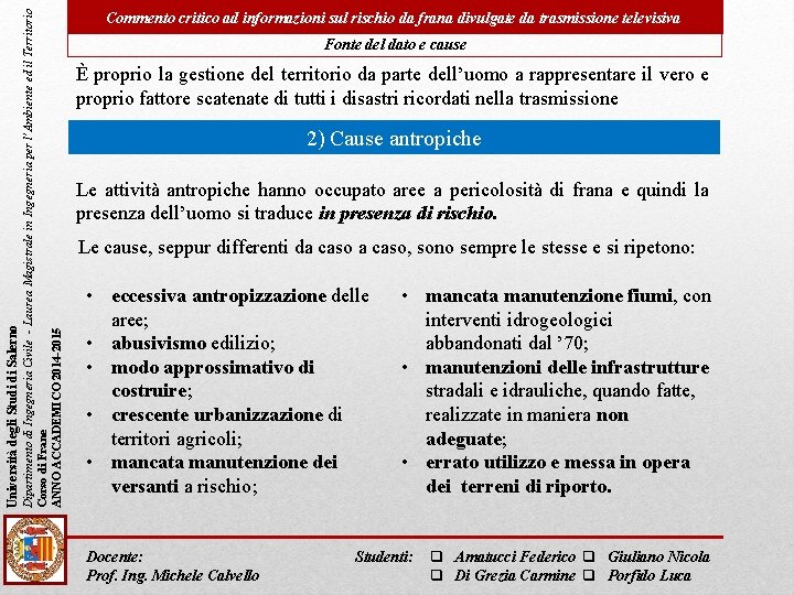 Dipartimento di Ingegneria Civile - Laurea Magistrale in Ingegneria per l’Ambiente ed il Territorio