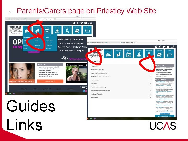 Parents/Carers page on Priestley Web Site Guides Links 