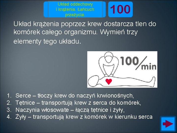 Układ oddechowy i krążenia. Łańcuch przeżycia. Układ krążenia poprzez krew dostarcza tlen do komórek