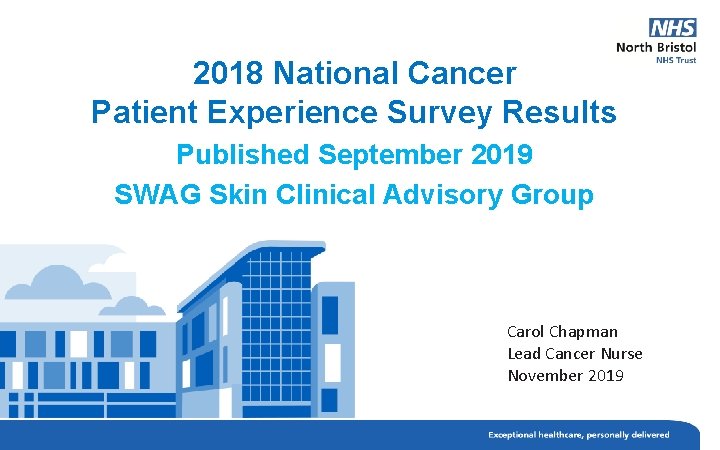 2018 National Cancer Patient Experience Survey Results Published September 2019 SWAG Skin Clinical Advisory