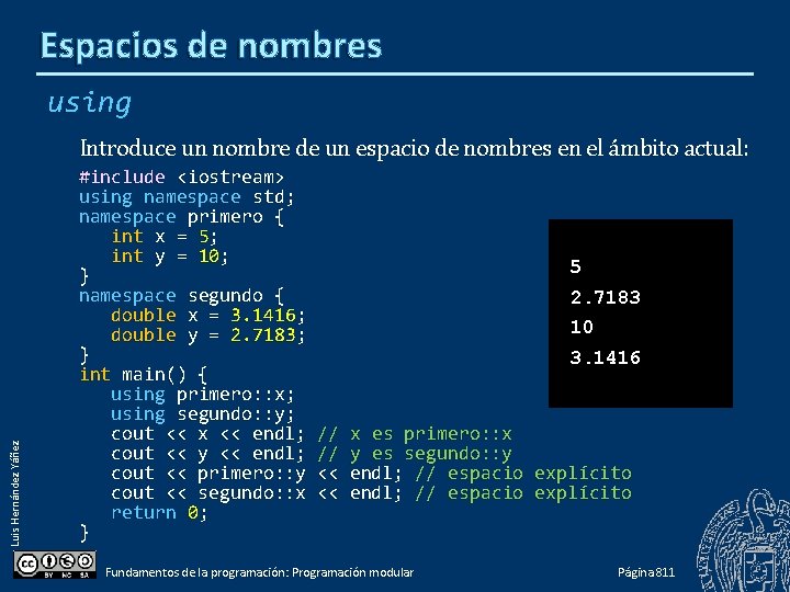 Espacios de nombres using Luis Hernández Yáñez Introduce un nombre de un espacio de