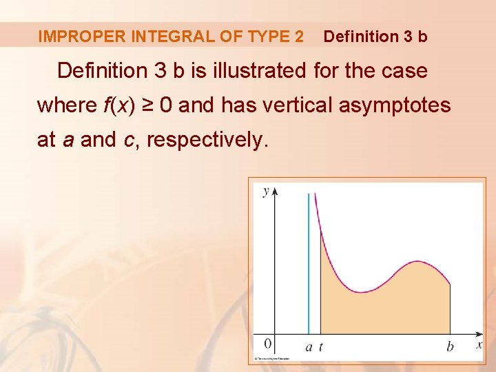 IMPROPER INTEGRAL OF TYPE 2 Definition 3 b is illustrated for the case where