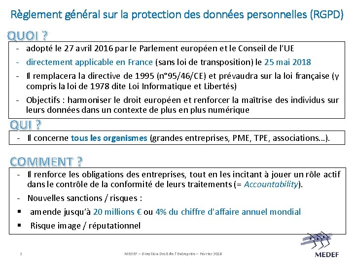 Règlement général sur la protection des données personnelles (RGPD) QUOI ? - adopté le